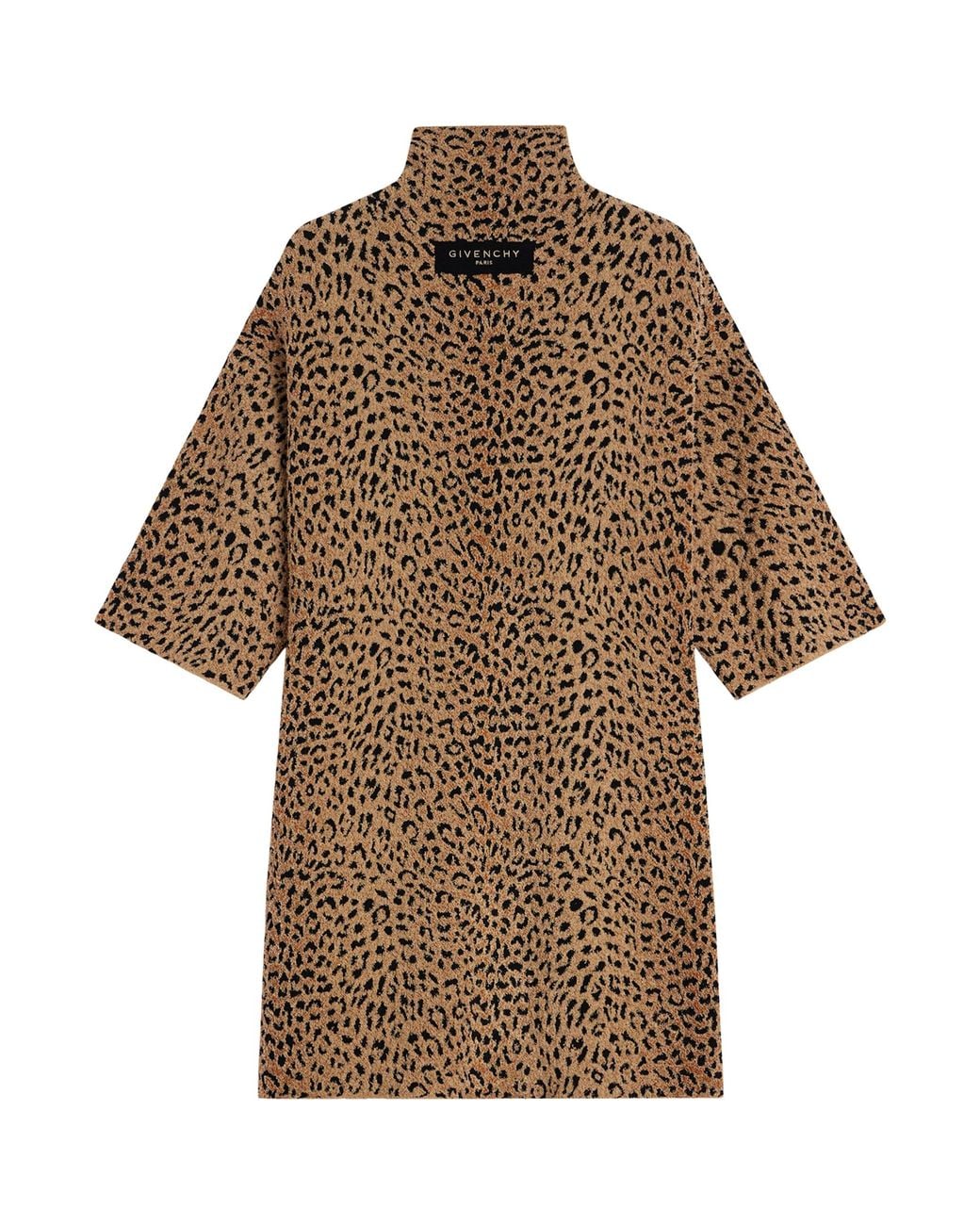 Givenchy Brown Leopard Print High-Neck Mini Dress