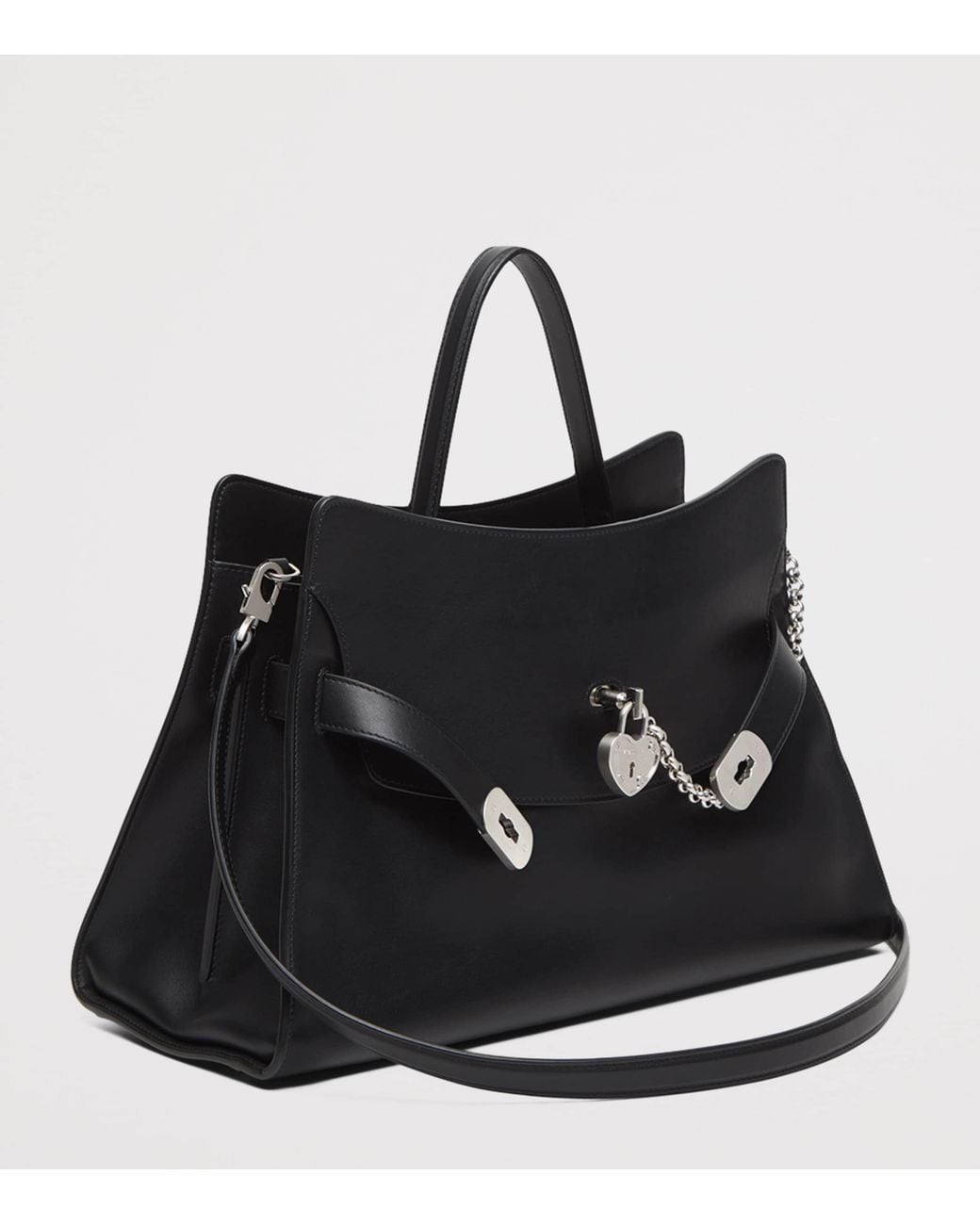 McQueen Black Calfskin Locke Top-Handle Bag