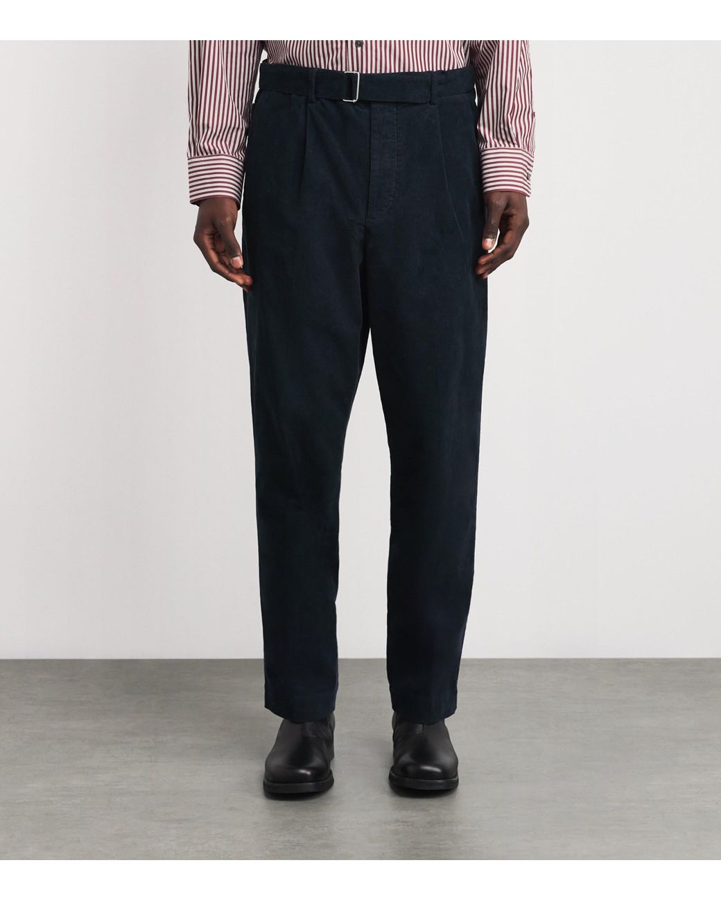 Officine Generale Blue Cotton Corduroy Hermann Chinos for men