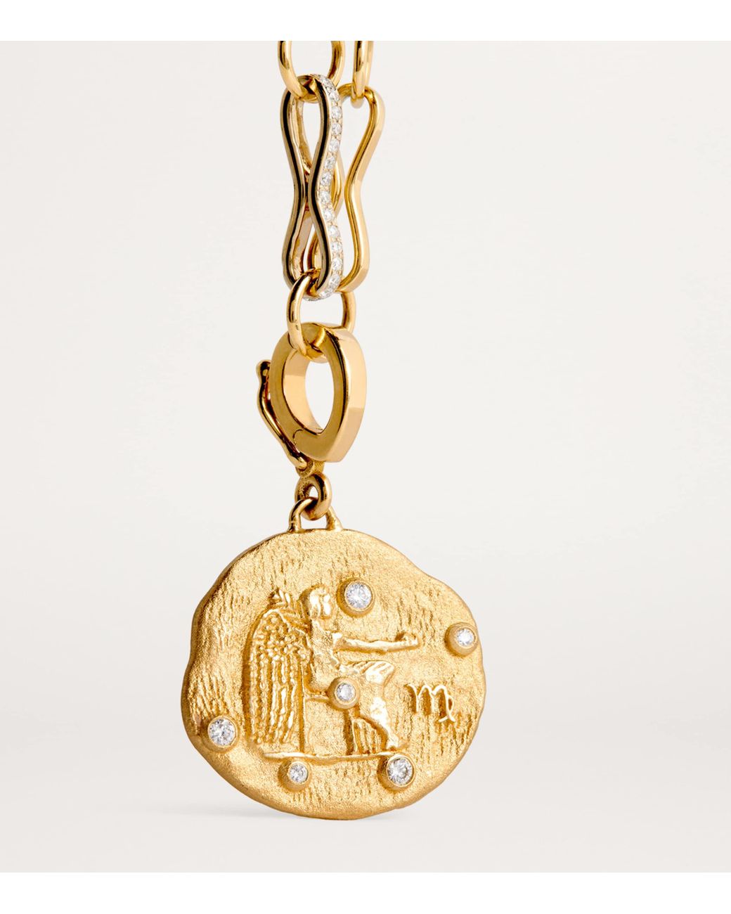 Azlee Metallic Small And Diamond Virgo Coin Charm