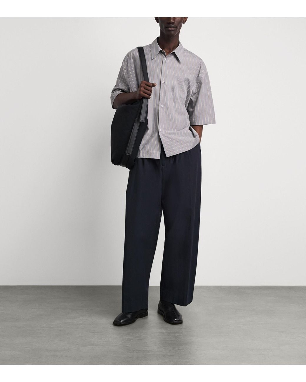 Studio Nicholson Gray Cotton Stripe Sanko Shirt for men