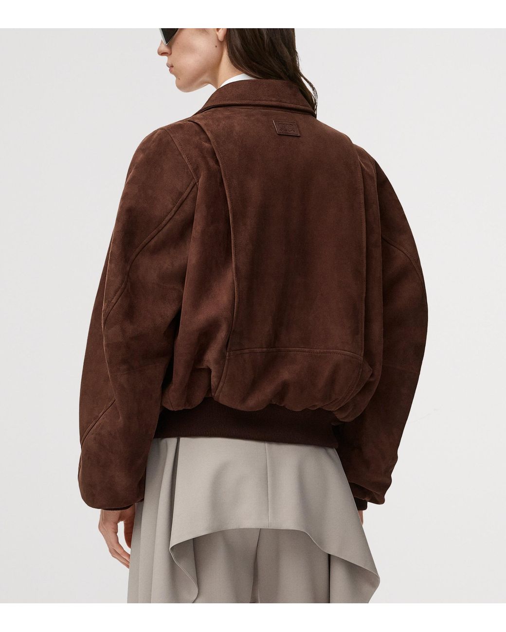 Loewe Brown Leather-Blend Bomber Jacket