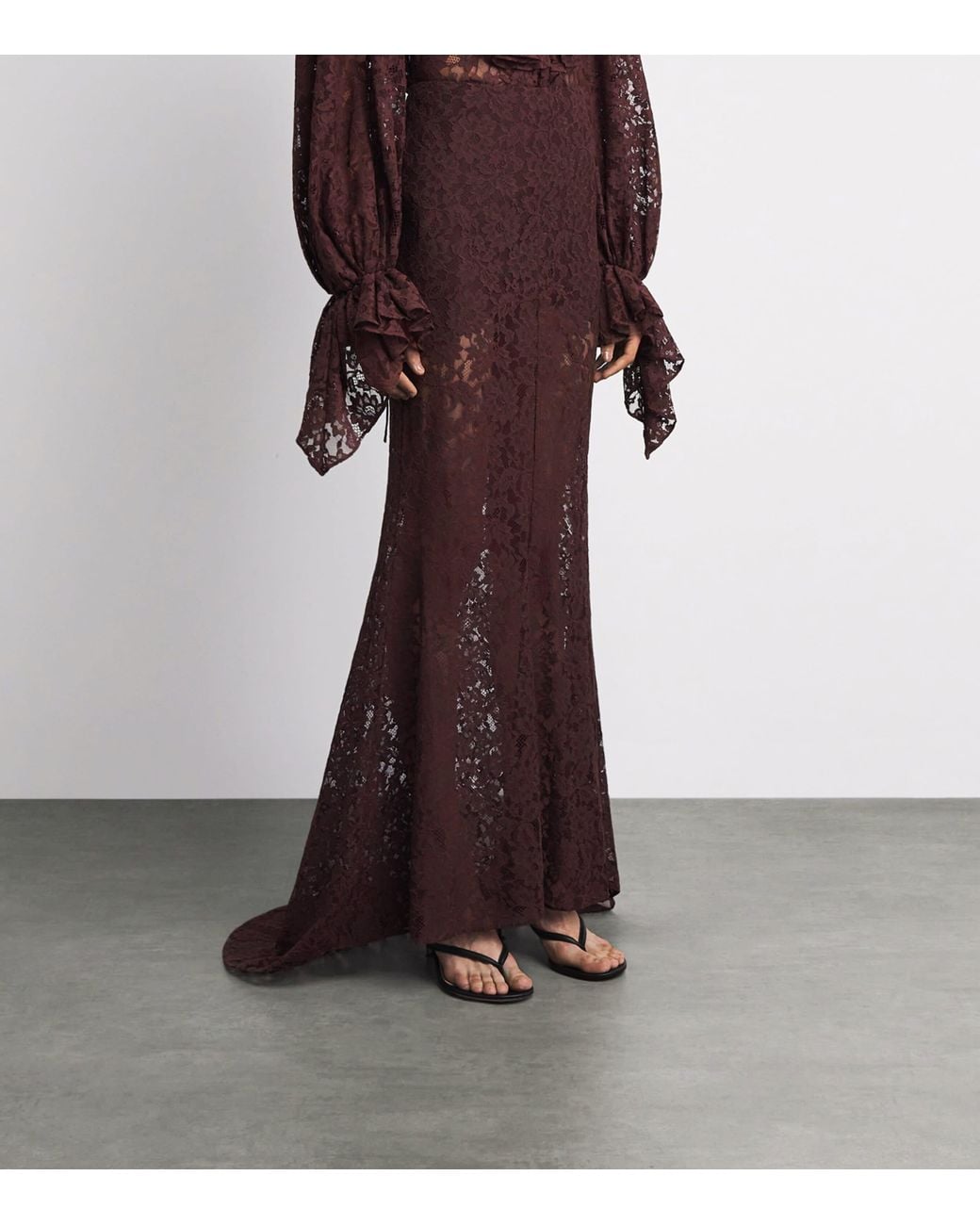 De La Vali Brown Lace Pasion Maxi Skirt