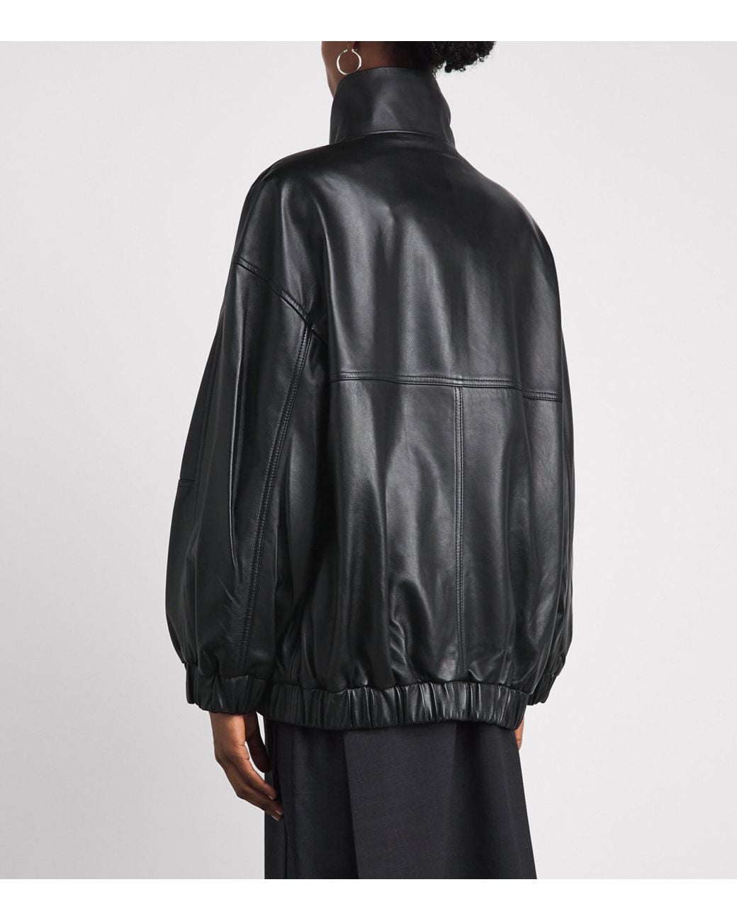 Charoux Black Globe Leather Bomber Jacket