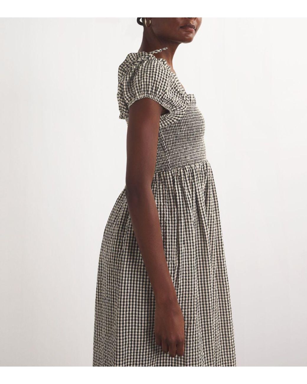 Posse Cotton Shirred Mira Dress in Grey Lyst UK