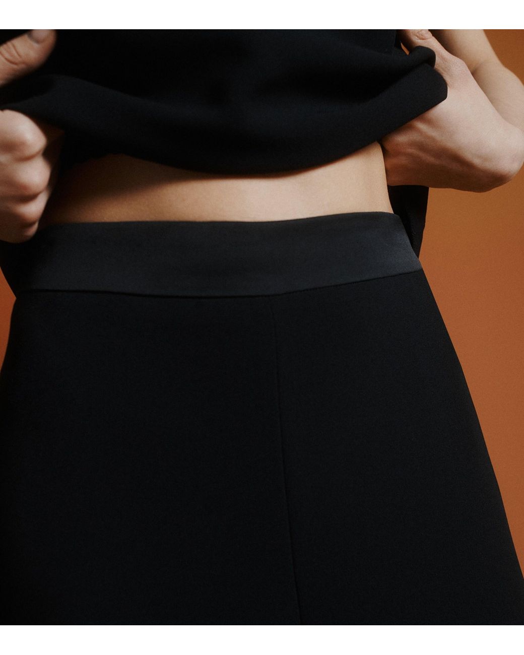 Marella Black Envers Satin Wide-Leg Trousers