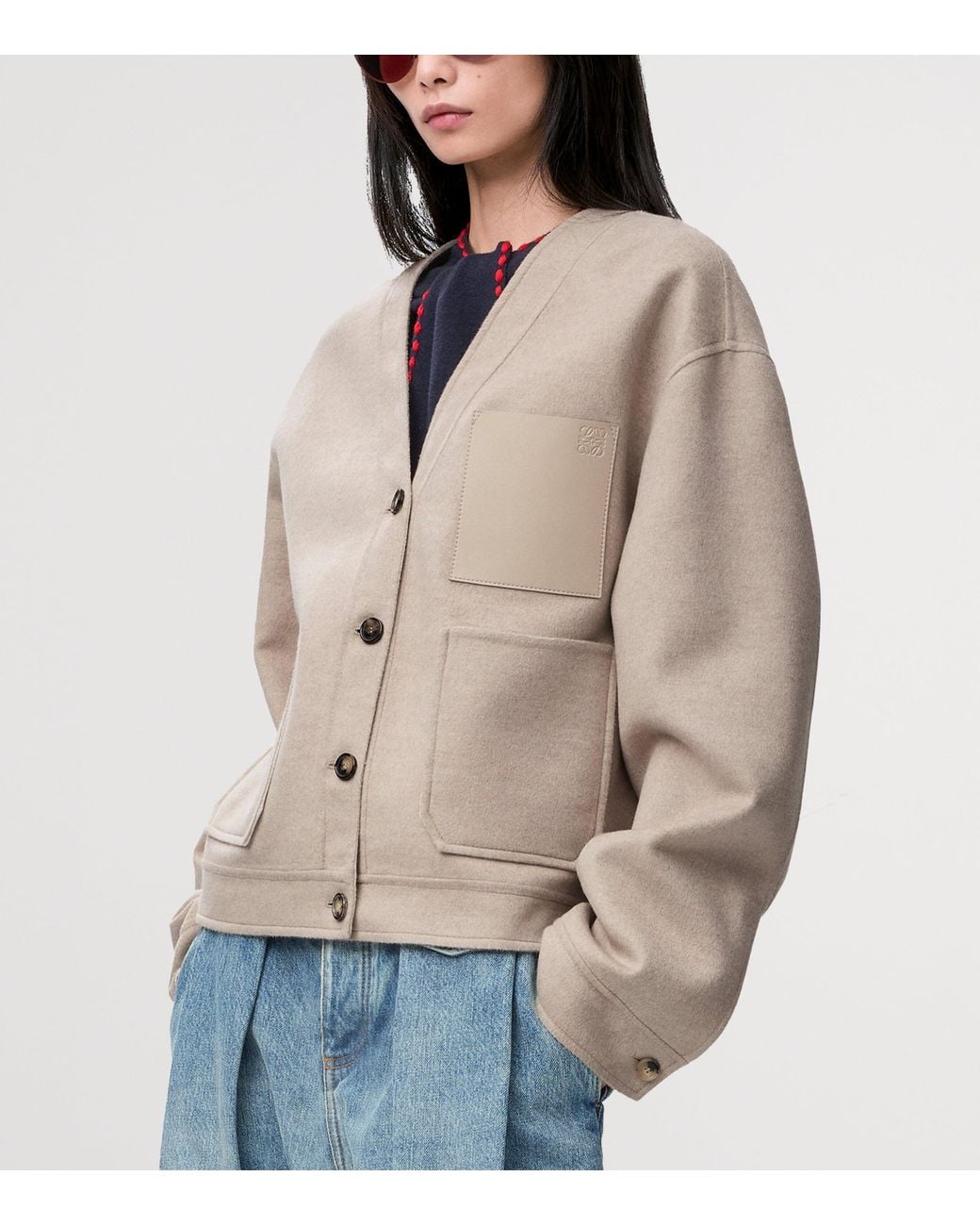 Loewe Natural Wool-Cashmere Anagram Cardigan