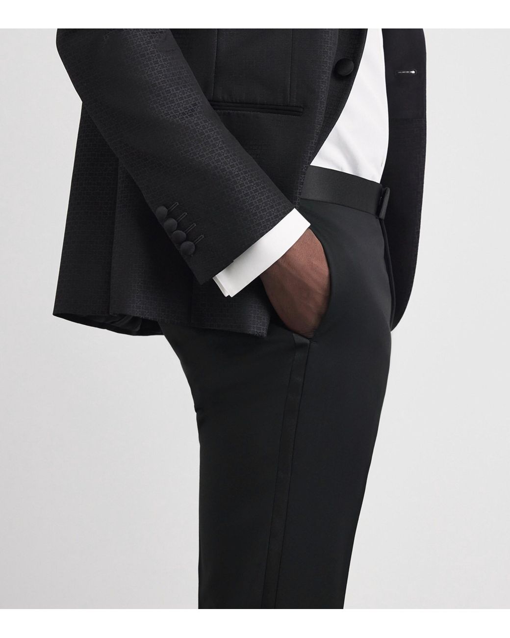 Pal Zileri Black Wool-Blend Satin-Trim Trousers for men