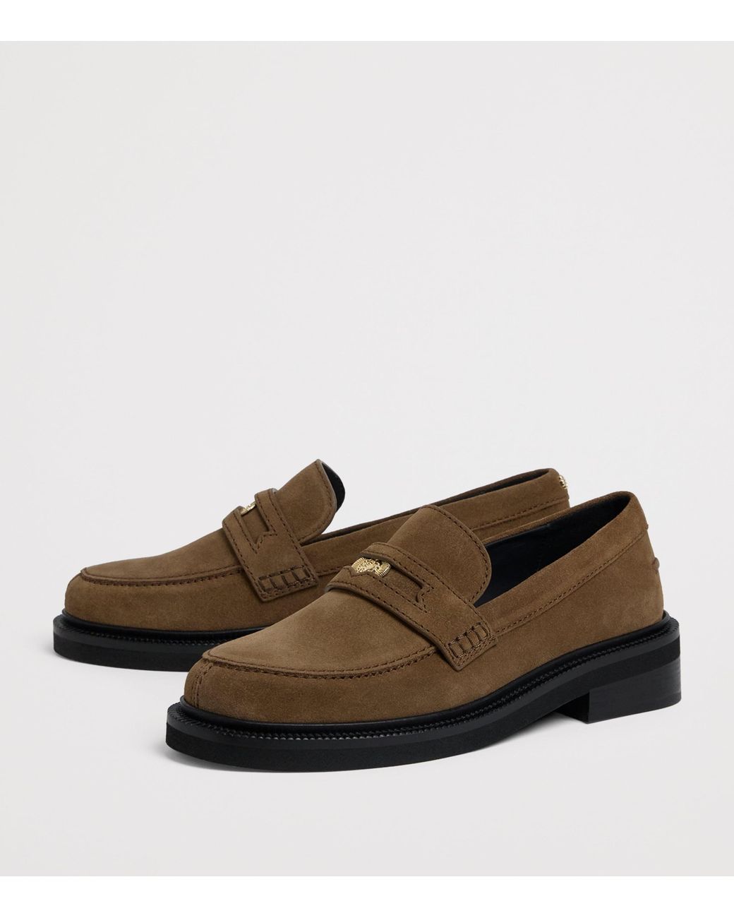 Maje Brown Suede Penny Loafers