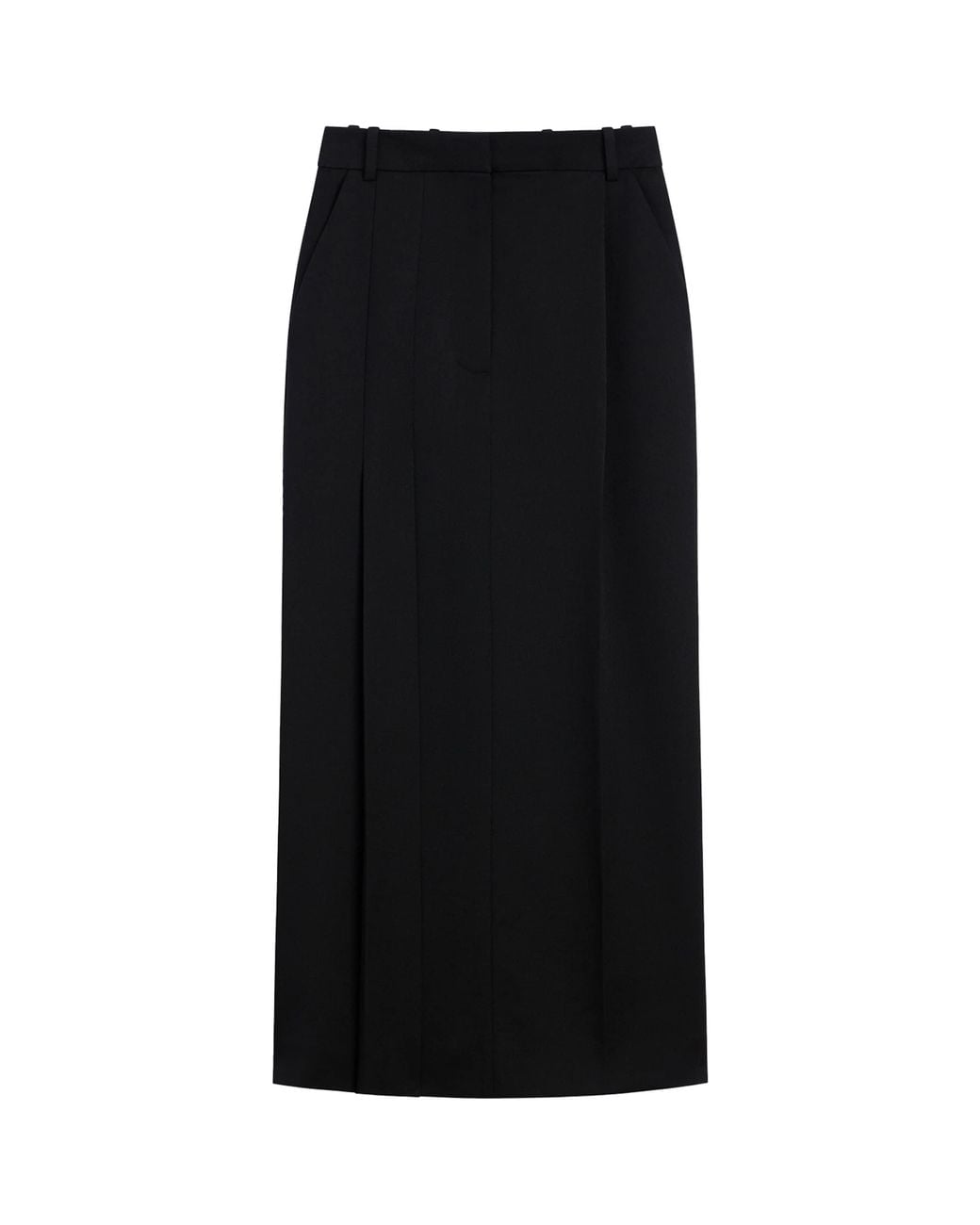 Givenchy Black Wool Pleated Midi Skirt