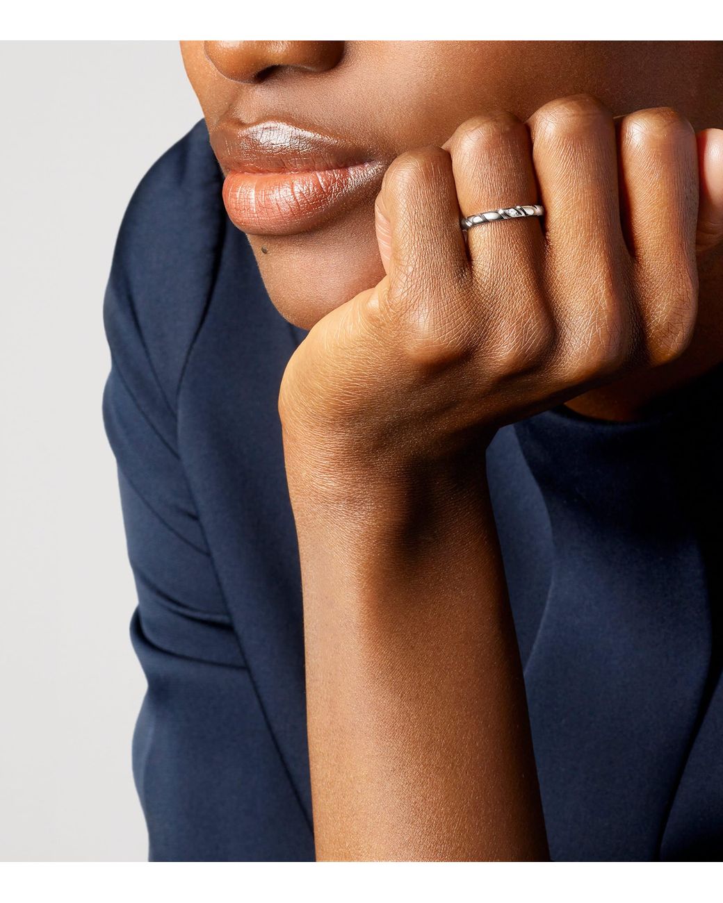 Chaumet Metallic Platinum And Diamond Torsade De Wedding Band