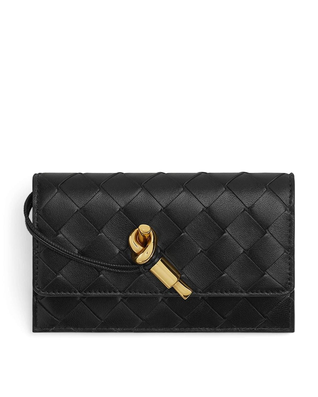 Bottega Veneta Black Leather Intrecciato Andiamo Card Holder