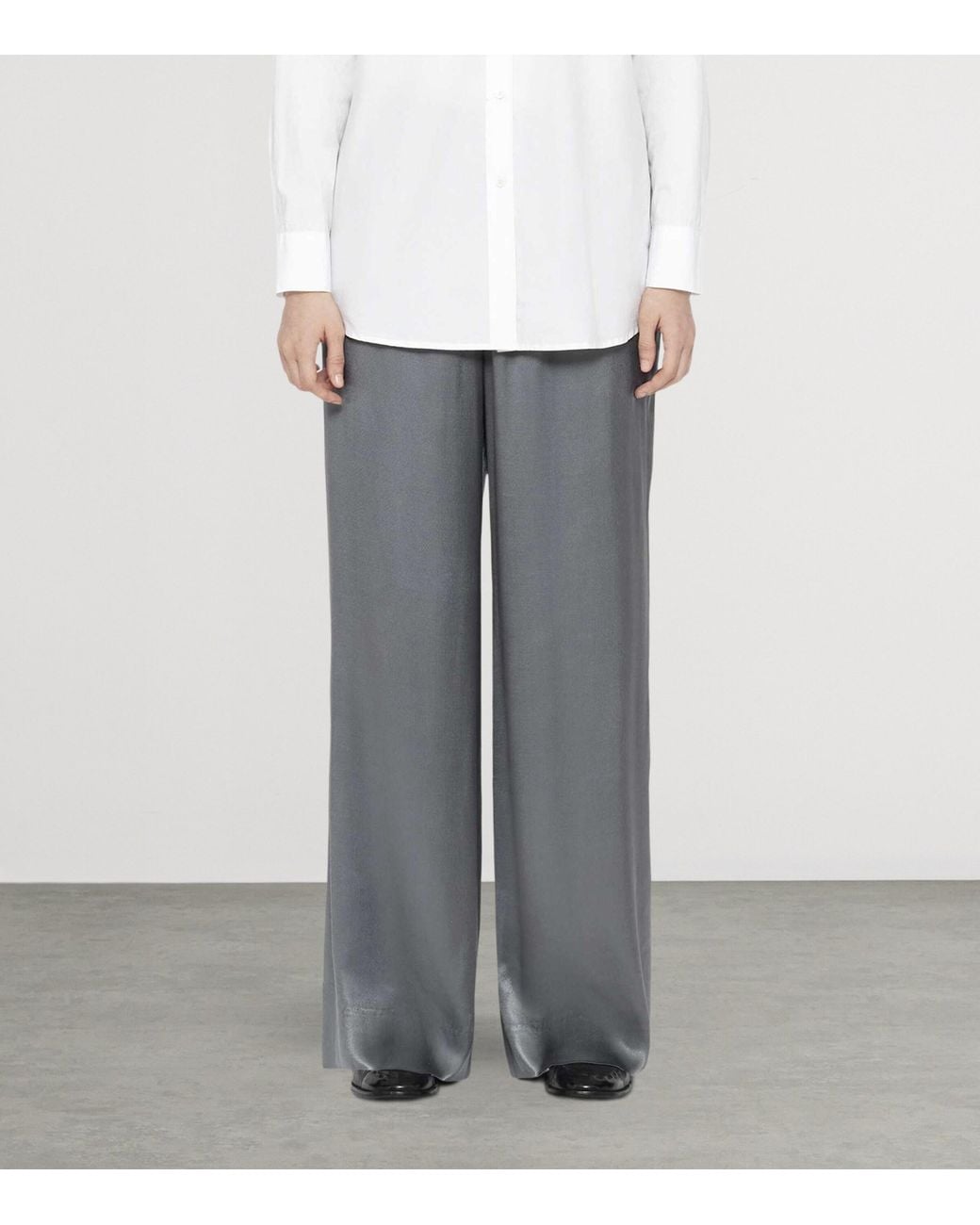 AllSaints Gray Crepe Lycia Wide-Leg Trousers
