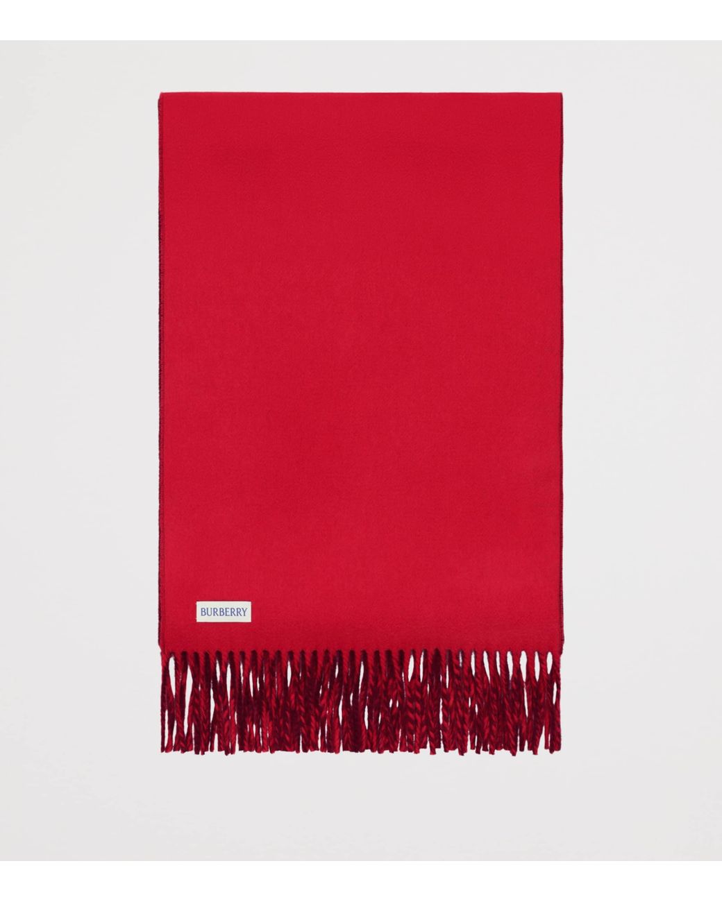 Burberry Red Cashmere Ekd Stamp Scarf
