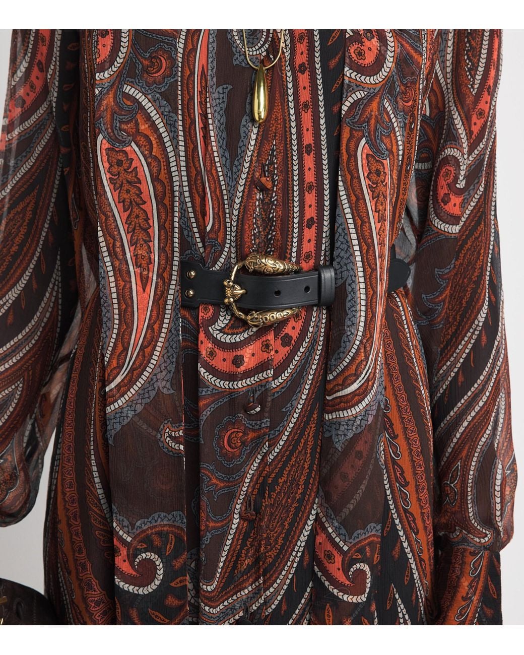 Etro Black Leather Animal-Buckle Belt