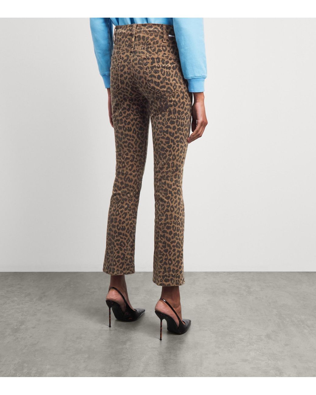 Mother Brown Cheetah Print The Hustler Flood Flared Jeans