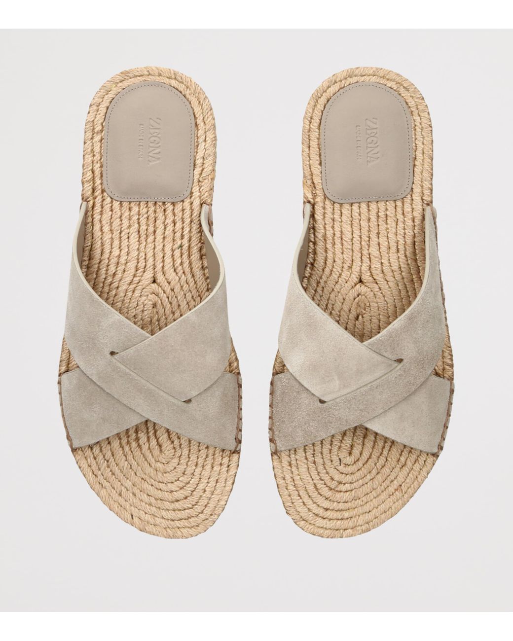Zegna White Suede Espadrille Sandals for men