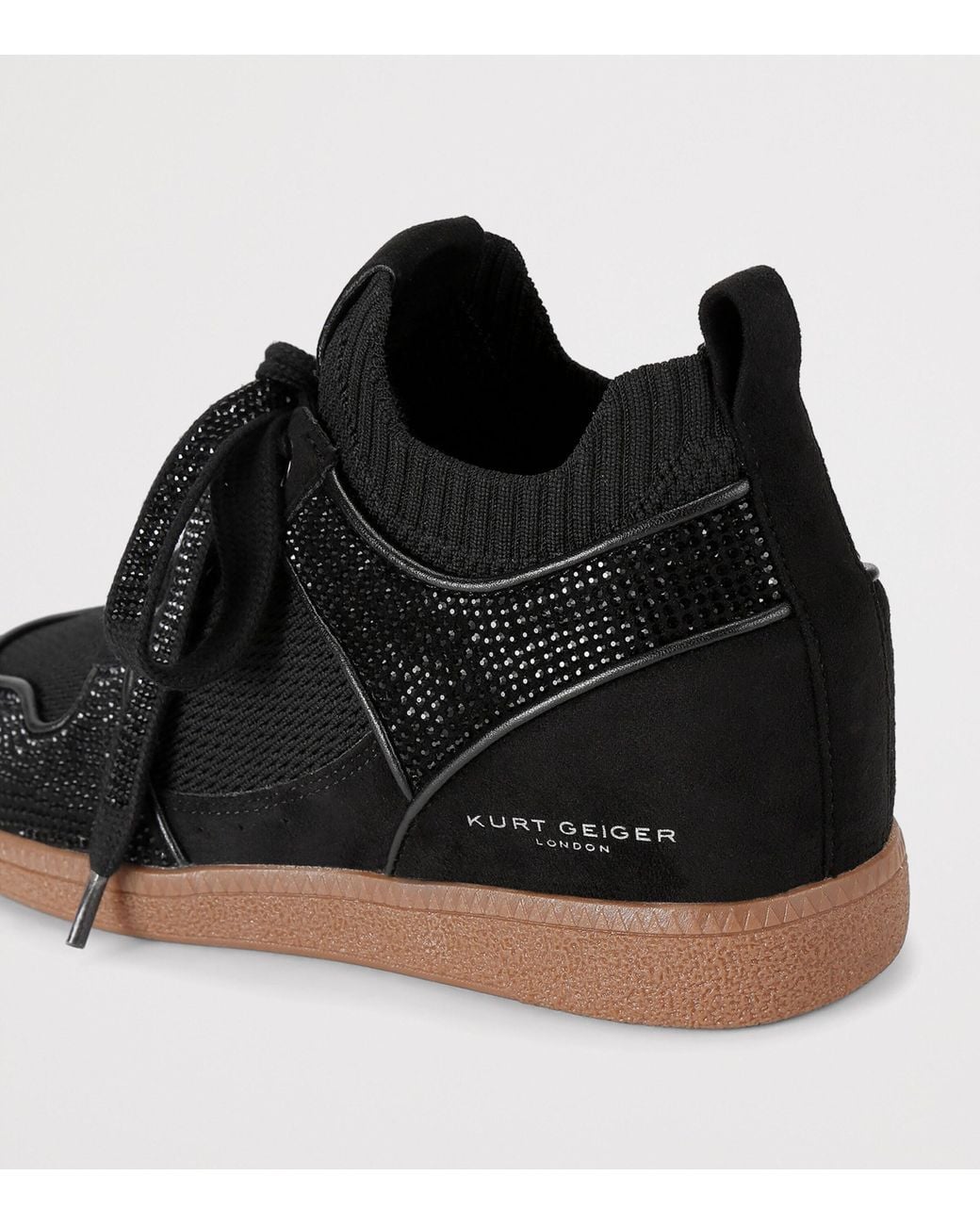 Kurt Geiger Black Knitted Crystal-Embellished Poplar Sneakers