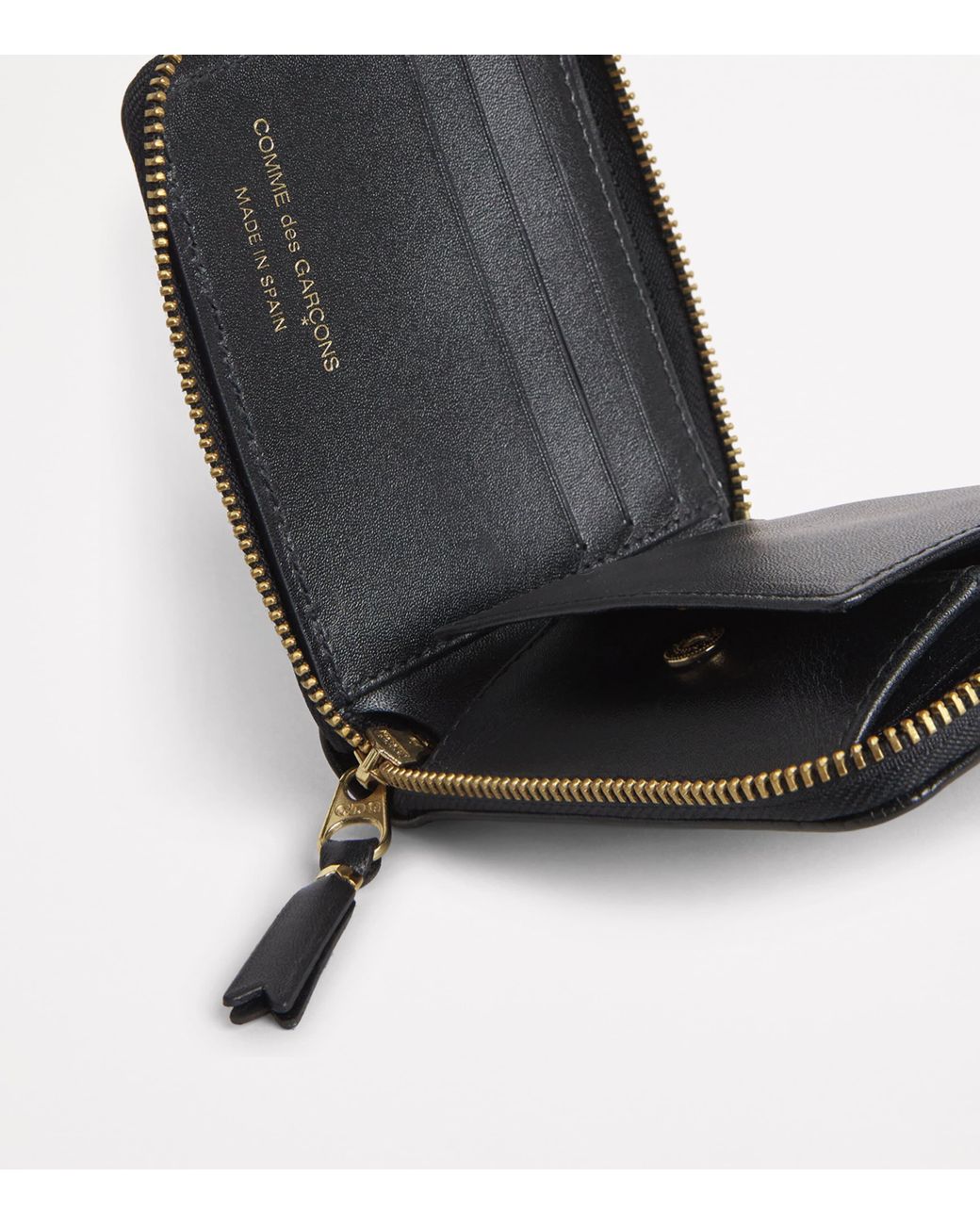 Comme des Garçons Black Leather Polka-Dot Zipped Wallet for men