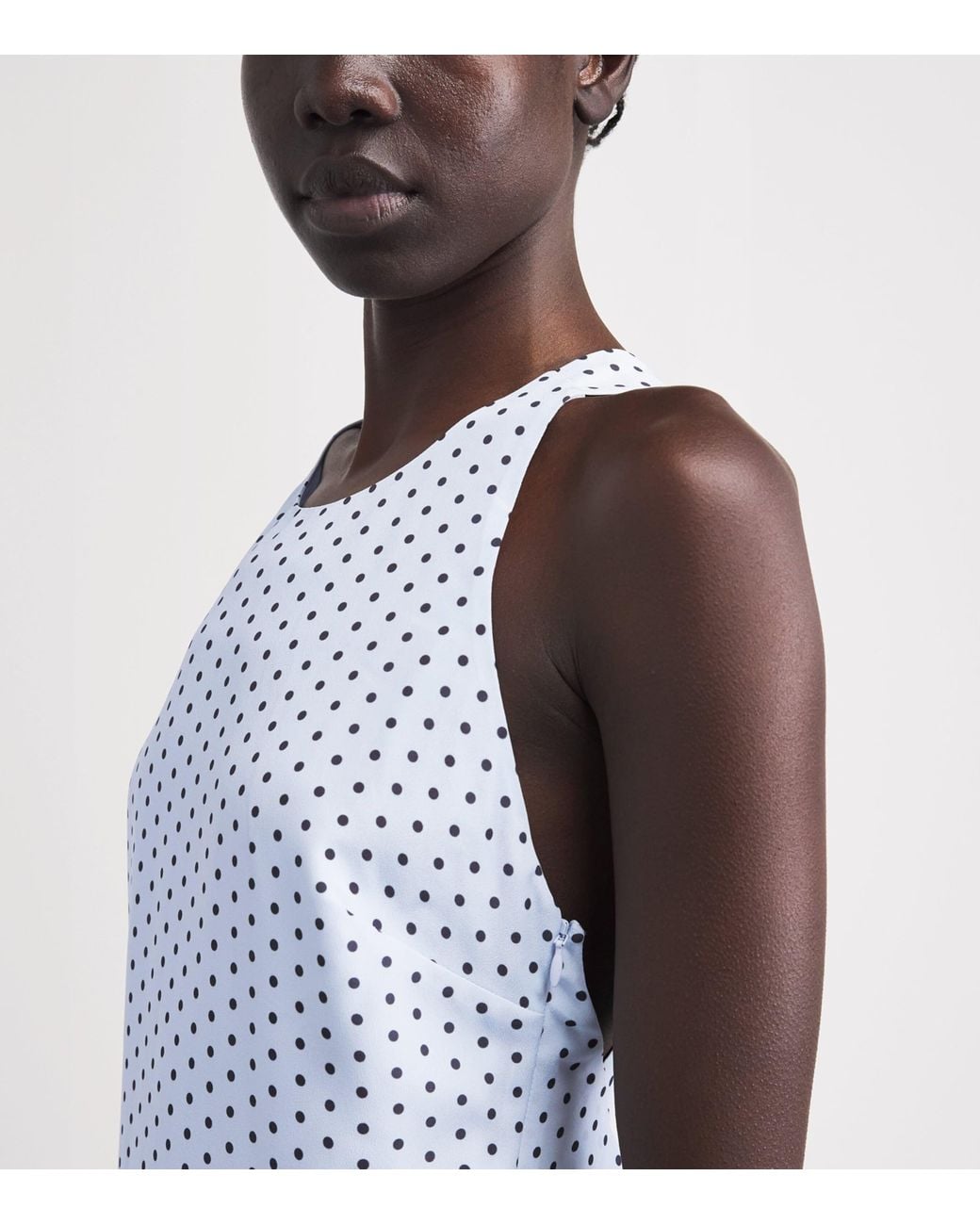 Claudie Pierlot Blue Pleated Polka Dot Midi Dress