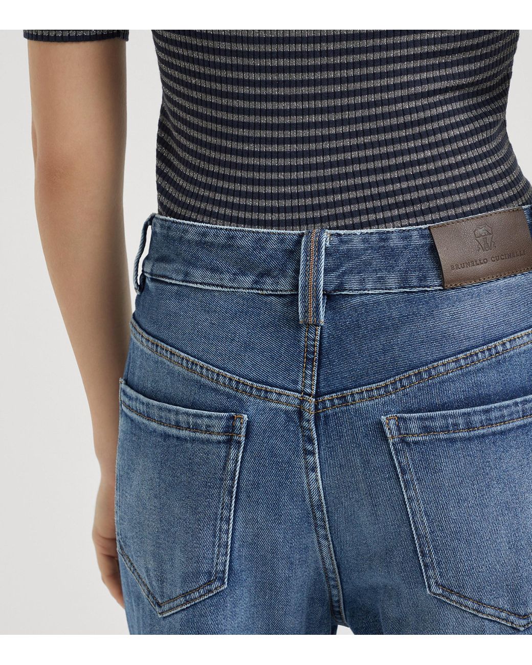 Brunello Cucinelli Blue Comfort Cotton Wide-Leg Jeans