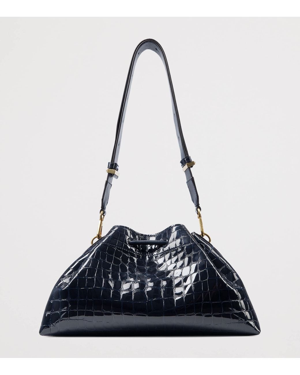 Jimmy Choo Blue Croc-Embossed Bon Bon Shoulder Bag