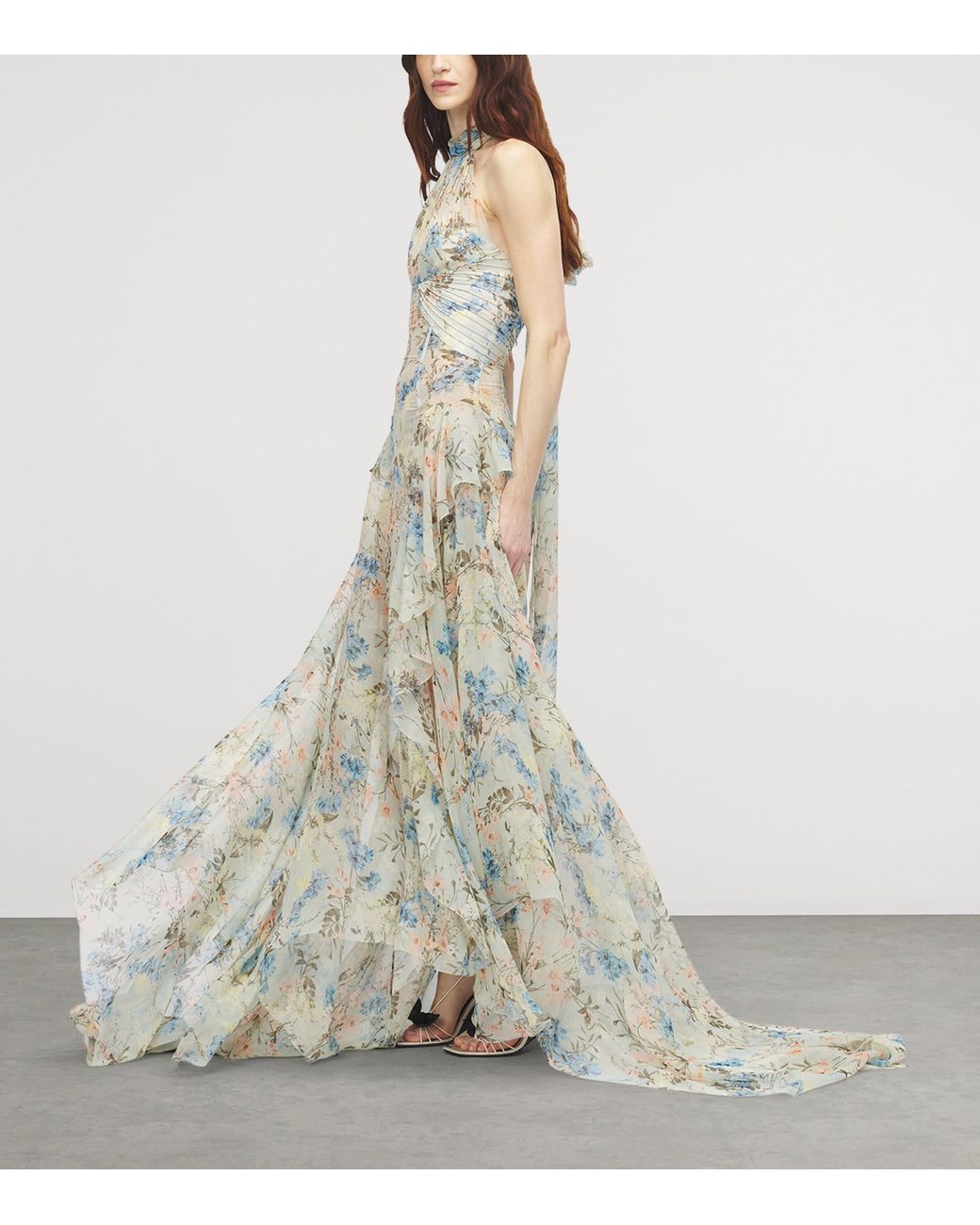 McQueen White Silk Floral Maxi Dress