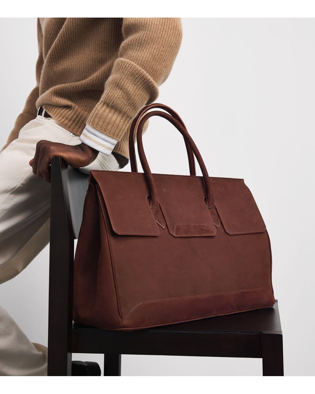 Colombo Brown Suede Holdall Bag for men