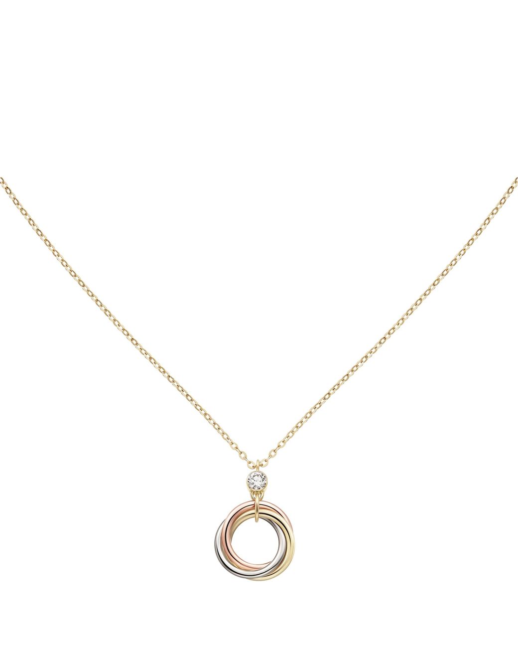 Cartier Metallic Mixed And Diamond Trinity Necklace