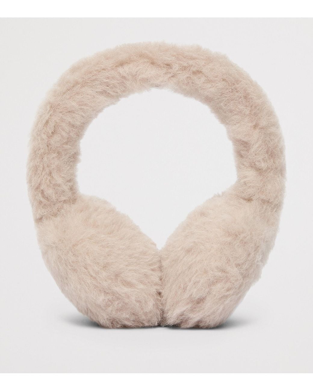 Max Mara White Camel Wool-Silk Monogram Earmuffs