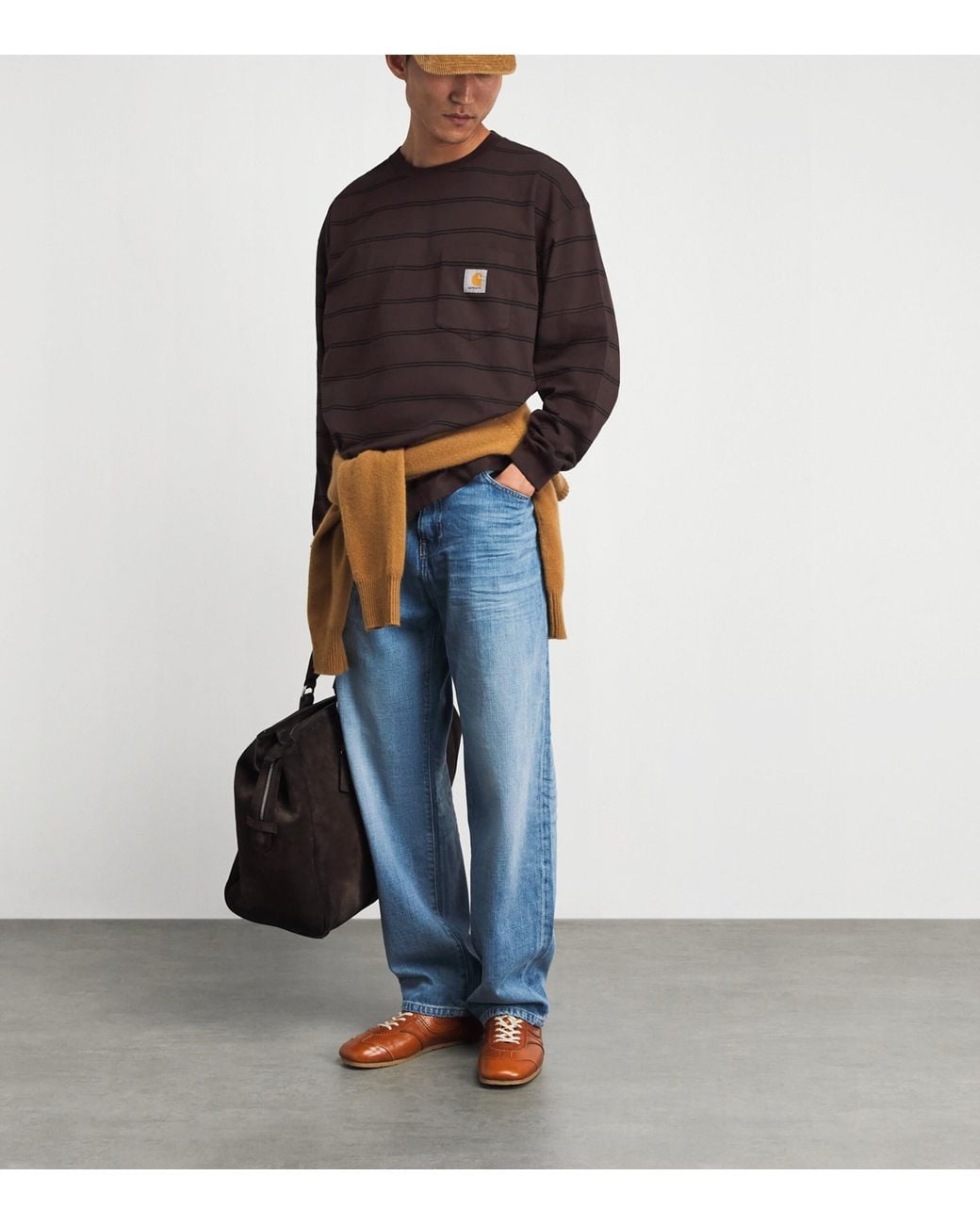 Carhartt Brown Stripe Cardona Long-Sleeve T-Shirt for men