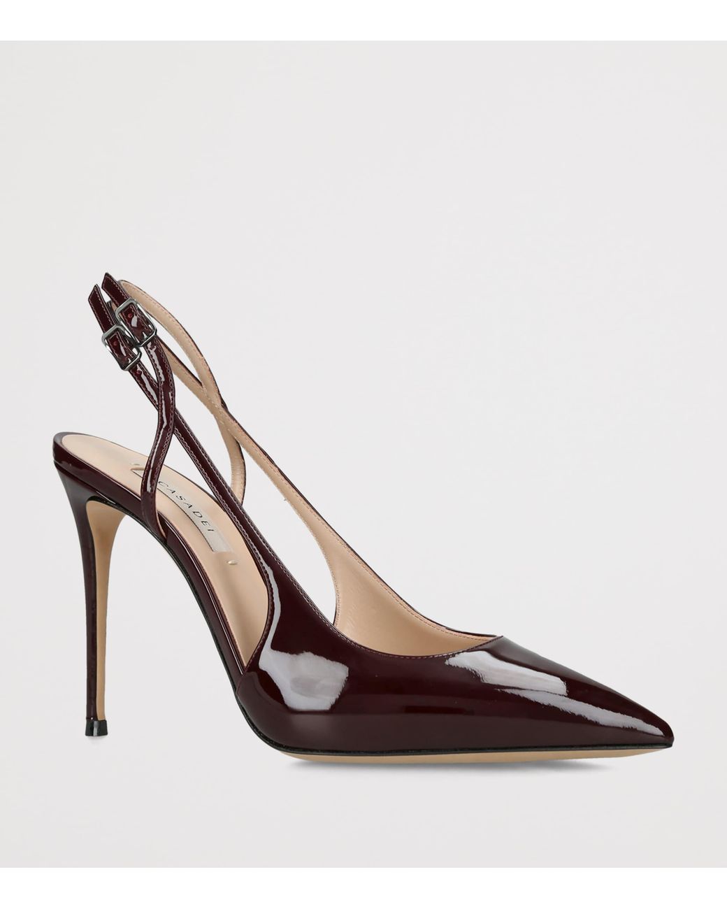 Casadei Brown Patent Leather Julia Tiffany Windsor Slingback Heels 100