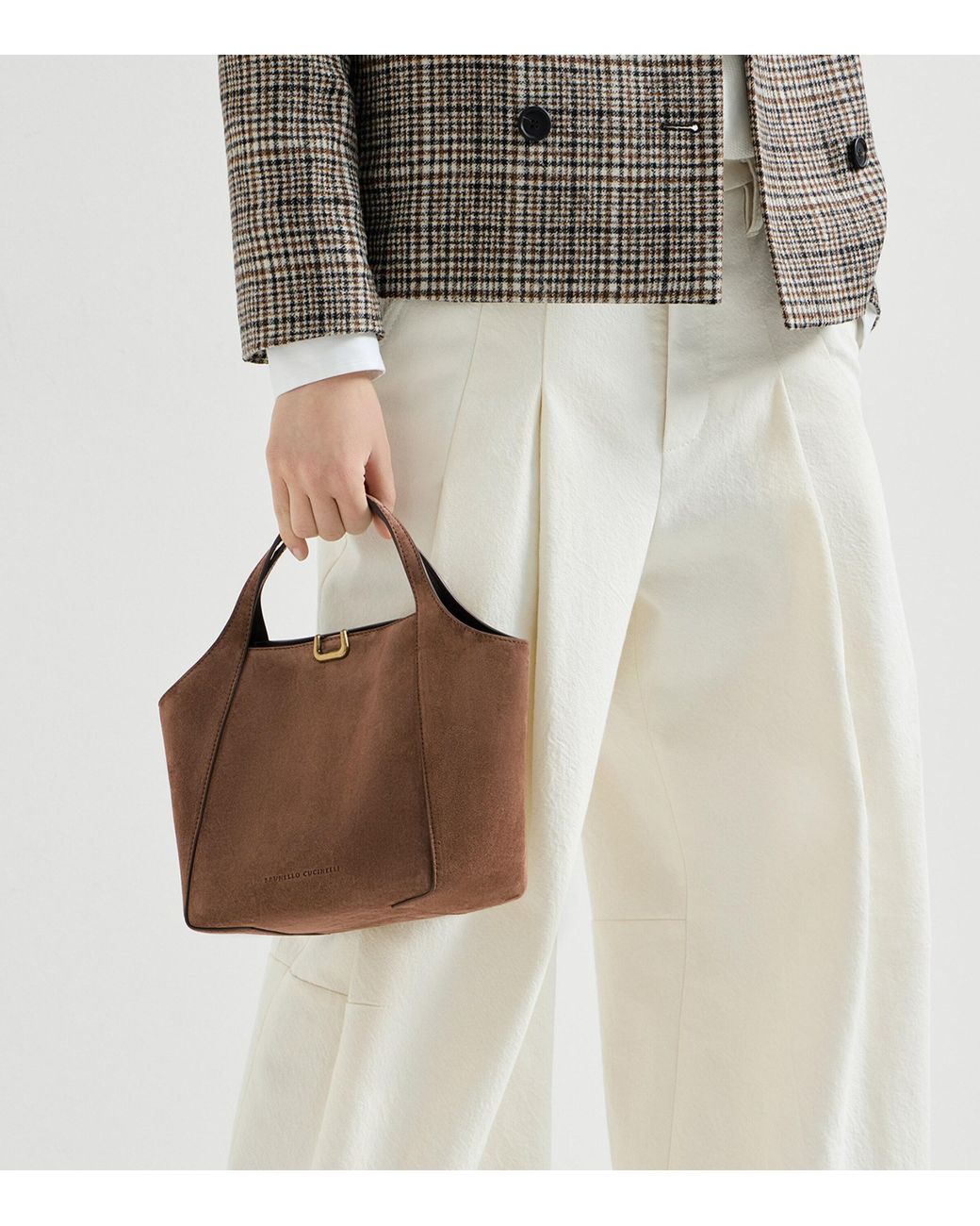 Brunello Cucinelli Brown Small Suede Bucket Bag