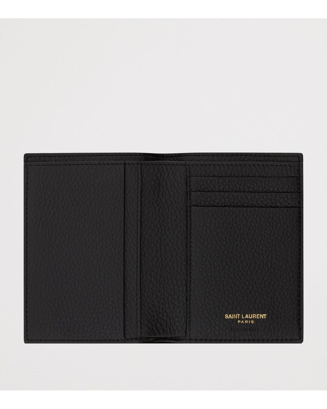 Saint Laurent Black Leather Cassandre Bifold Wallet for men