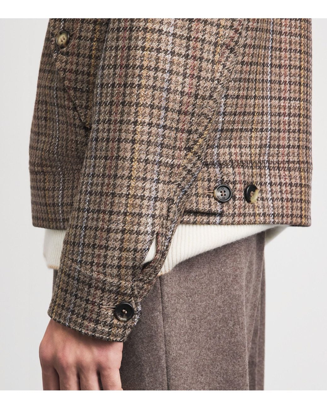 Gabriela Hearst Brown Wool-Silk Graham Jacket for men
