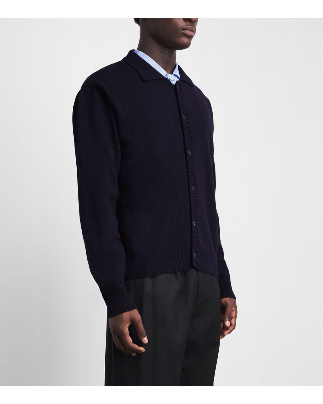 LE17SEPTEMBRE Blue Wool-Alpaca Collar Cardigan for men