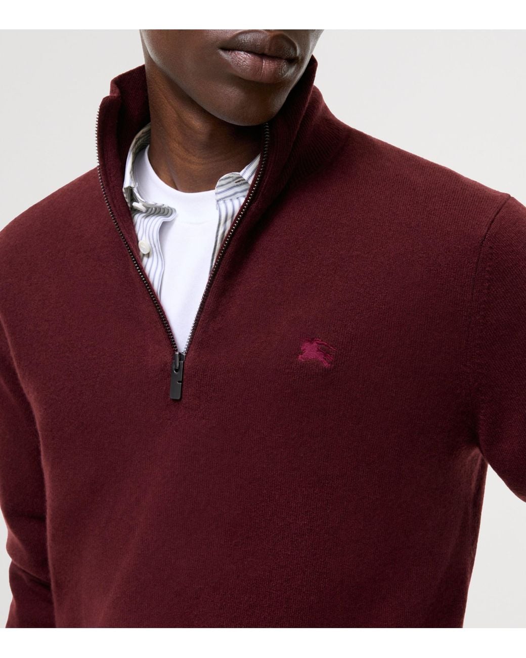 Burberry Purple Cashmere-Blend Quarter-Zip Slim Sweater for men