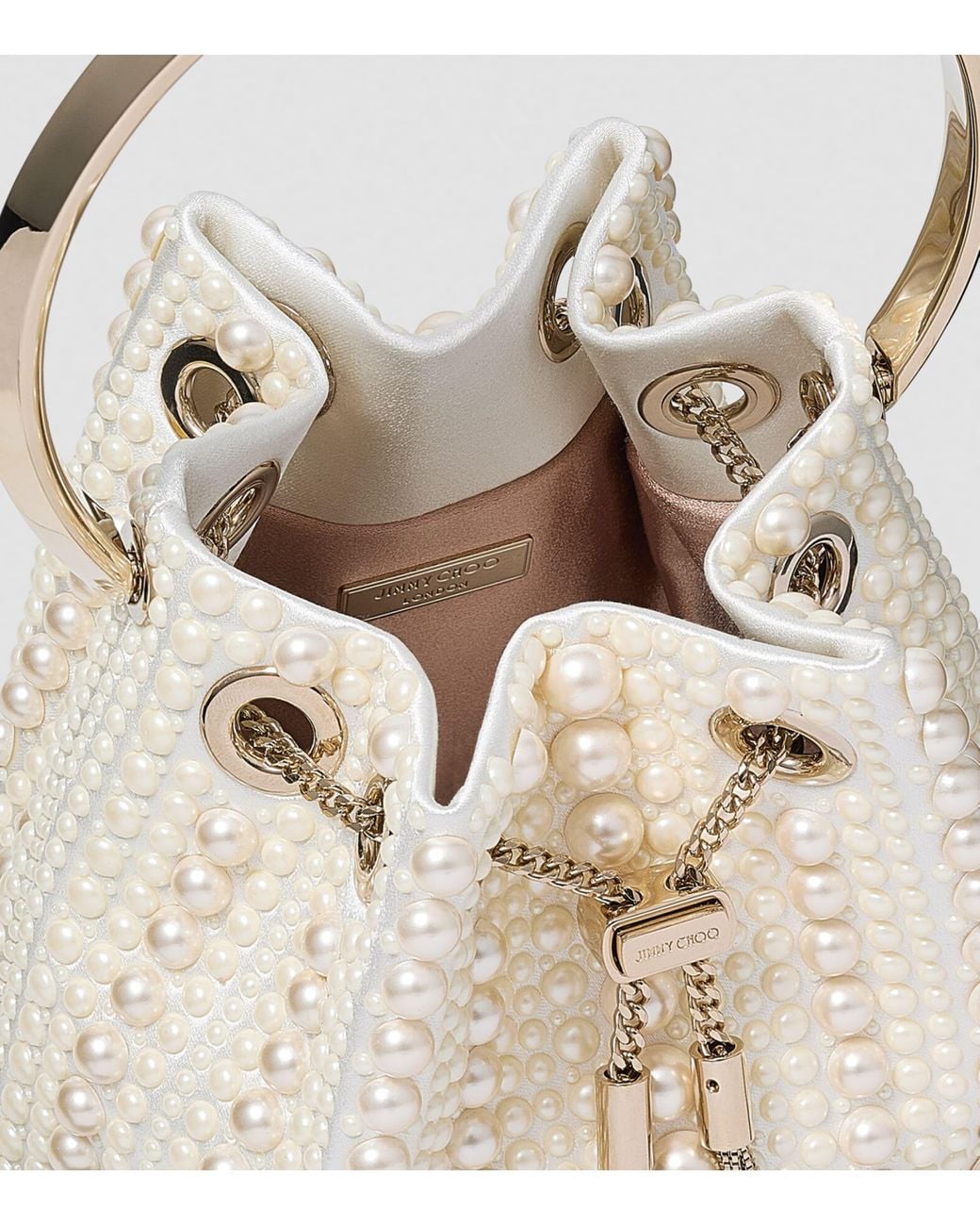 Jimmy Choo White Pearl Bon Bon Top-Handle Bag