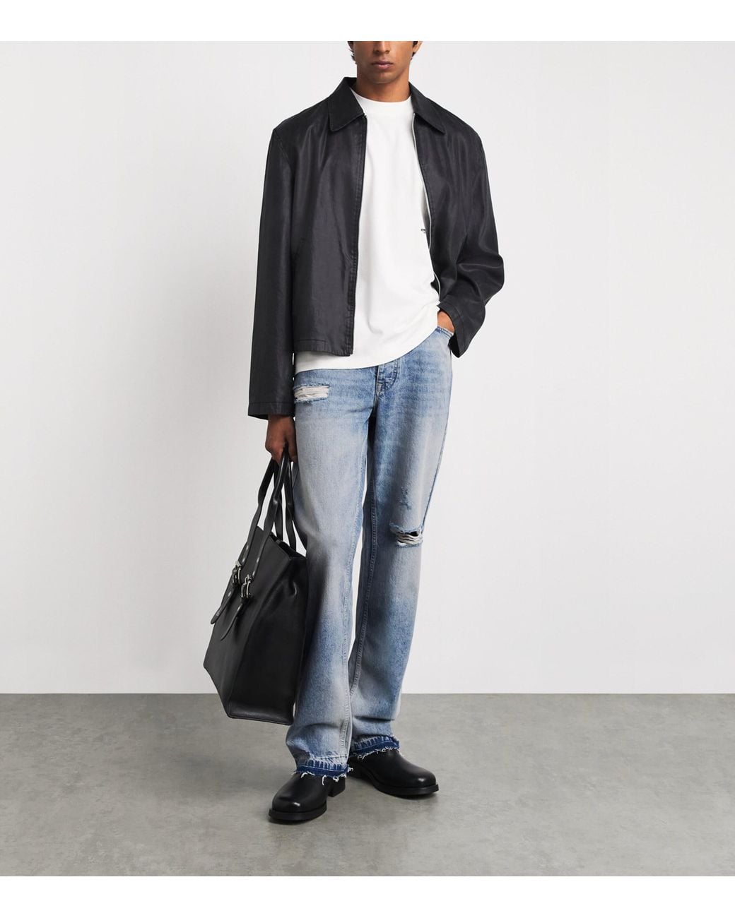 Represent Blue Ripped Heaton Straight Jeans for men