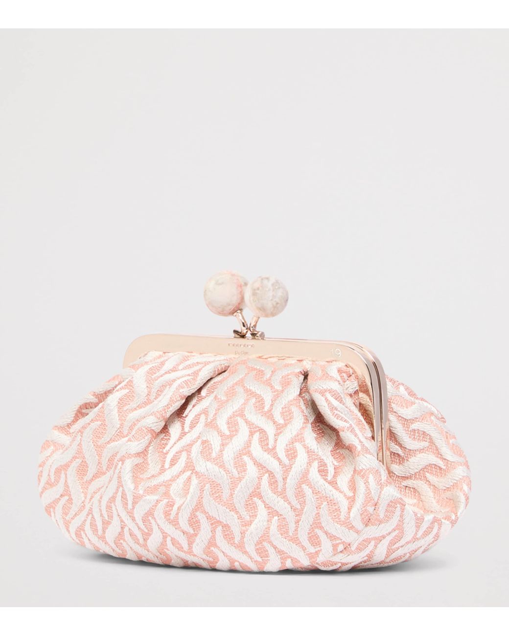 Weekend by Maxmara Pink Woven Jacquard Pasticcino Clutch Bag
