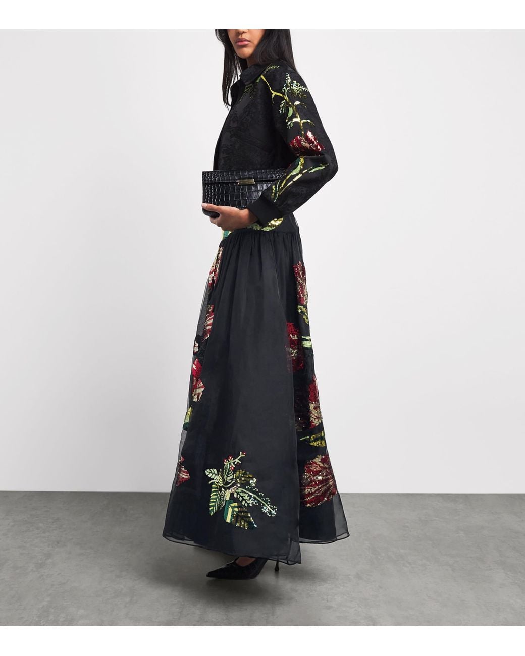 Alice + Olivia Blue Embellished Oriana Maxi Skirt