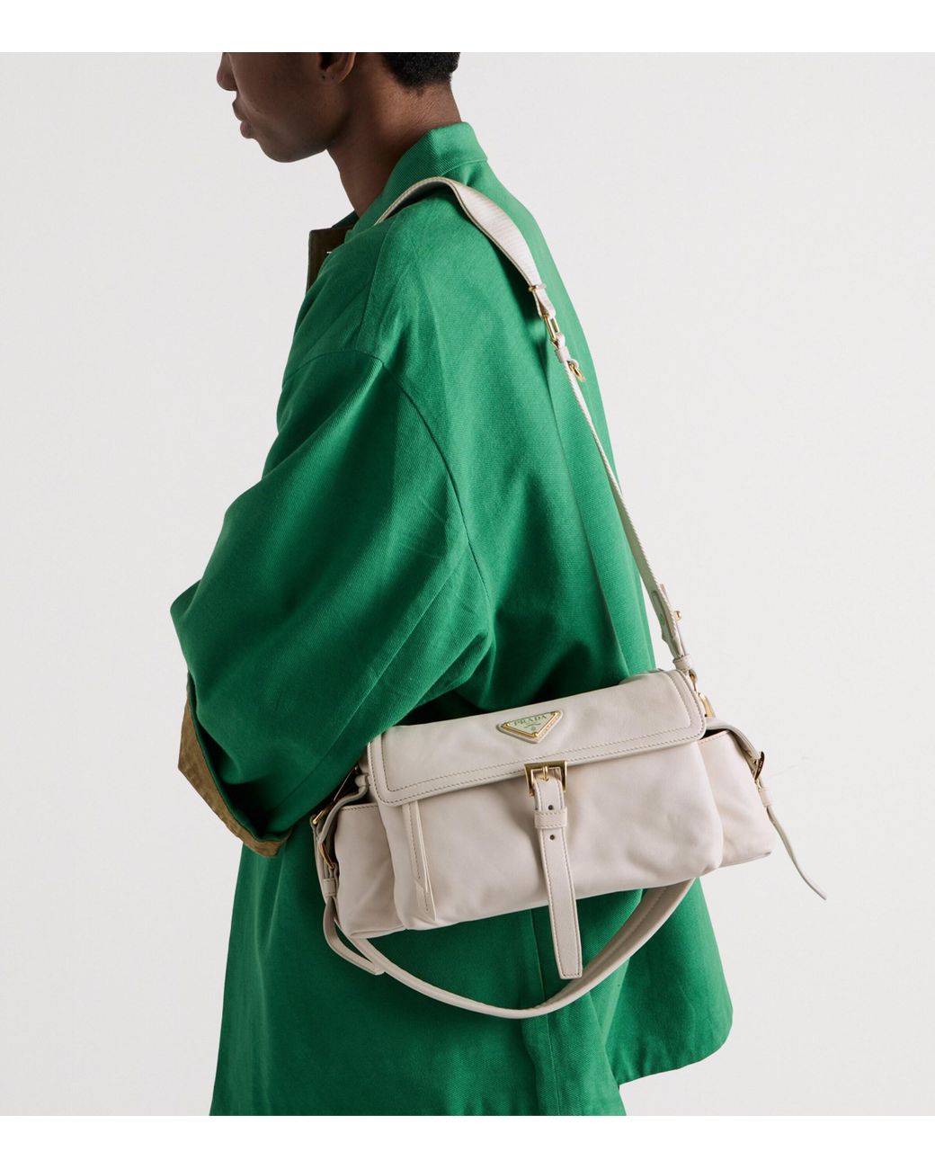 Prada Gray Medium Nappa Leather Explore Shoulder Bag