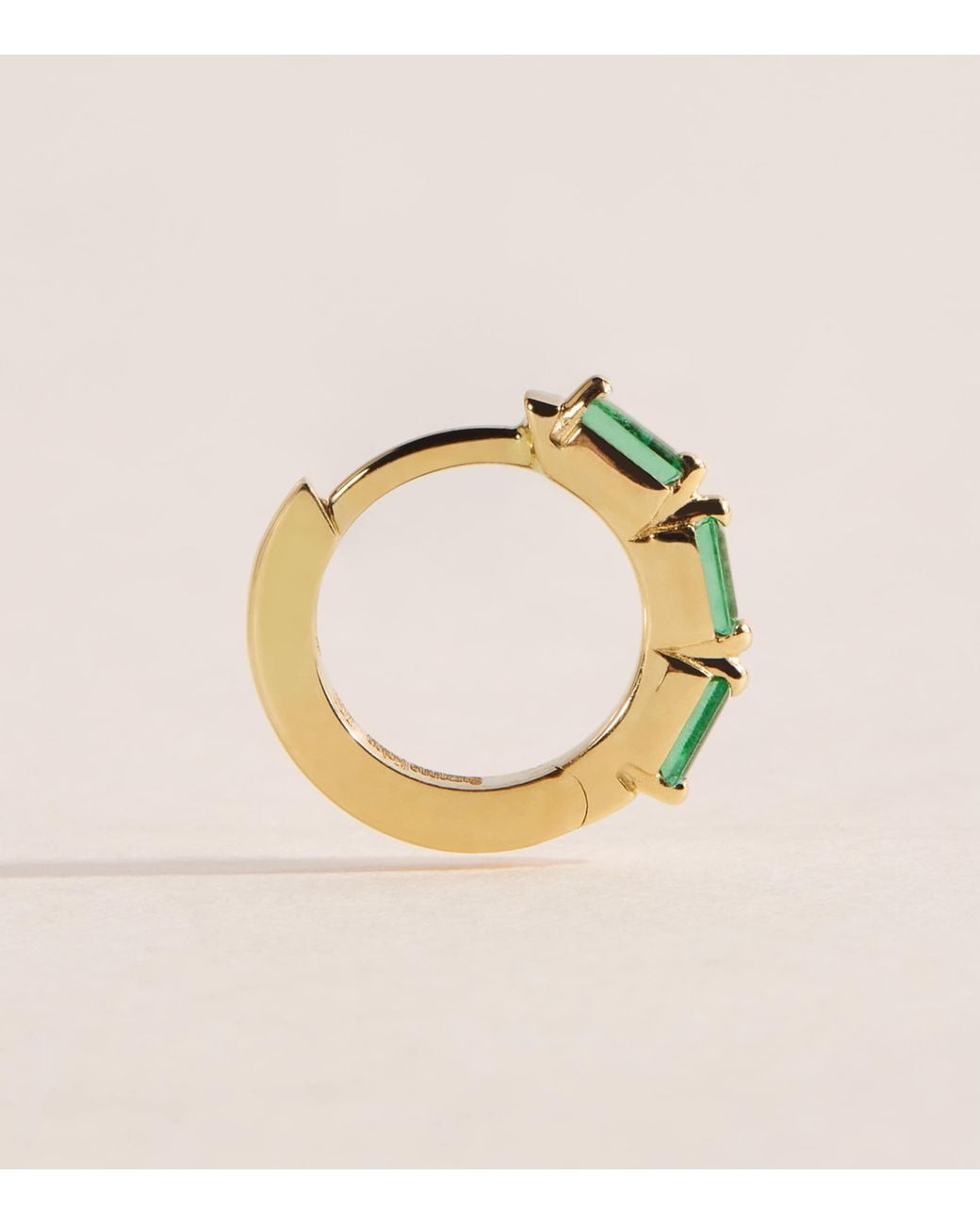 Suzanne Kalan Natural And Emerald Bold Triple Huggie Earrings