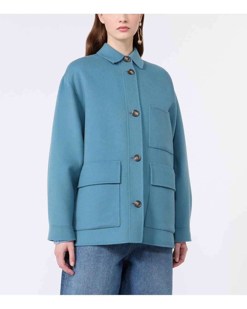 Weekend by Maxmara Blue Wool-Blend Short Coat