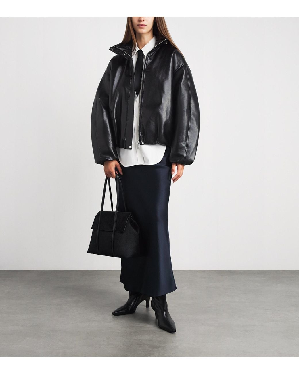 Anine Bing Black Regenerated Leather Cyrus Jacket