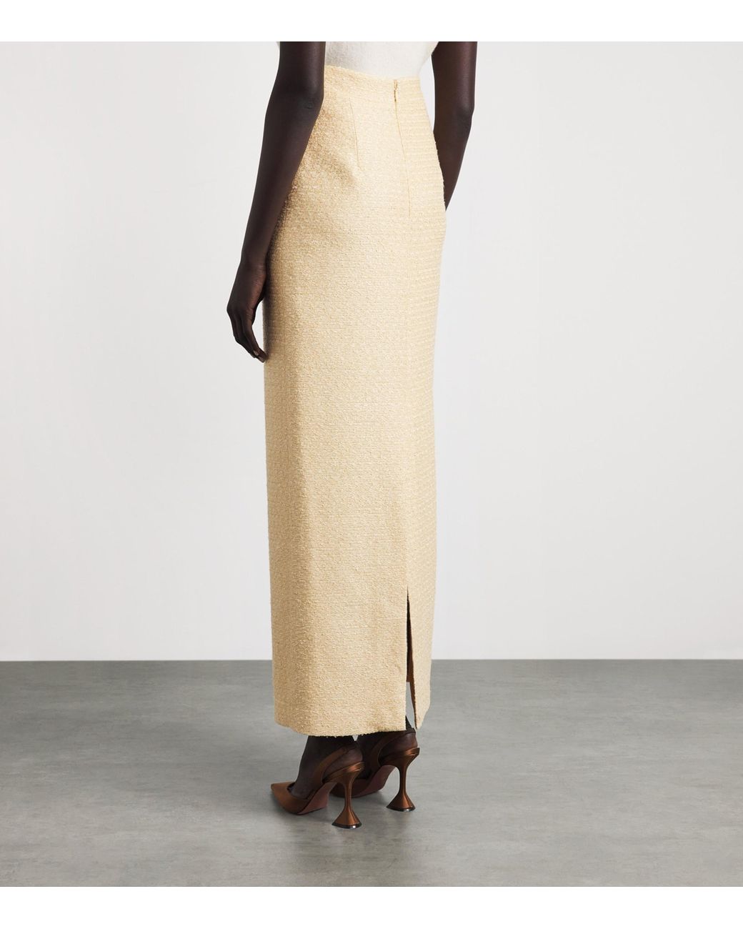 Huishan Zhang Natural Tweed Vania Pencil Skirt