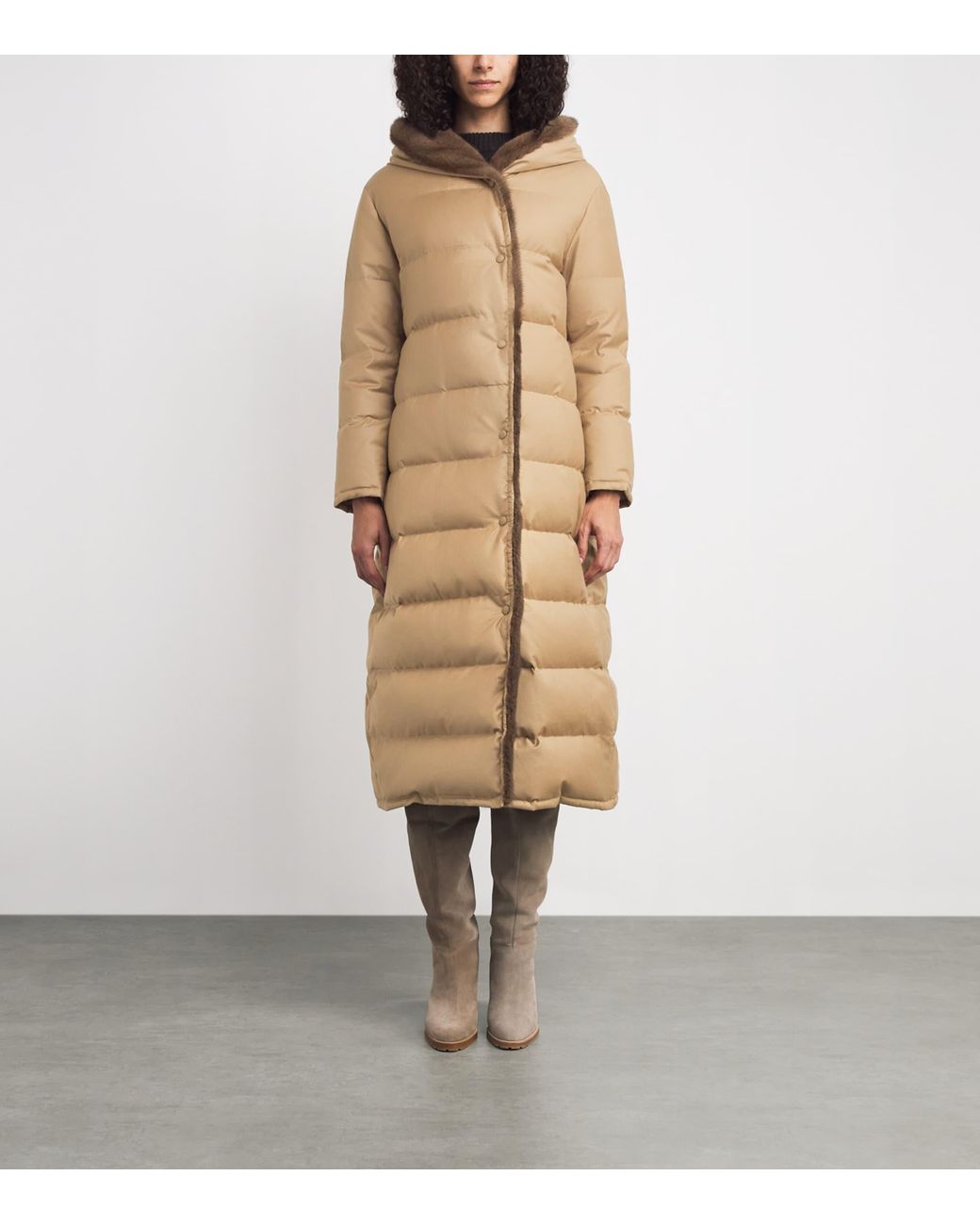 Yves Salomon Natural Down Virgin Wool-Mink Long Coat
