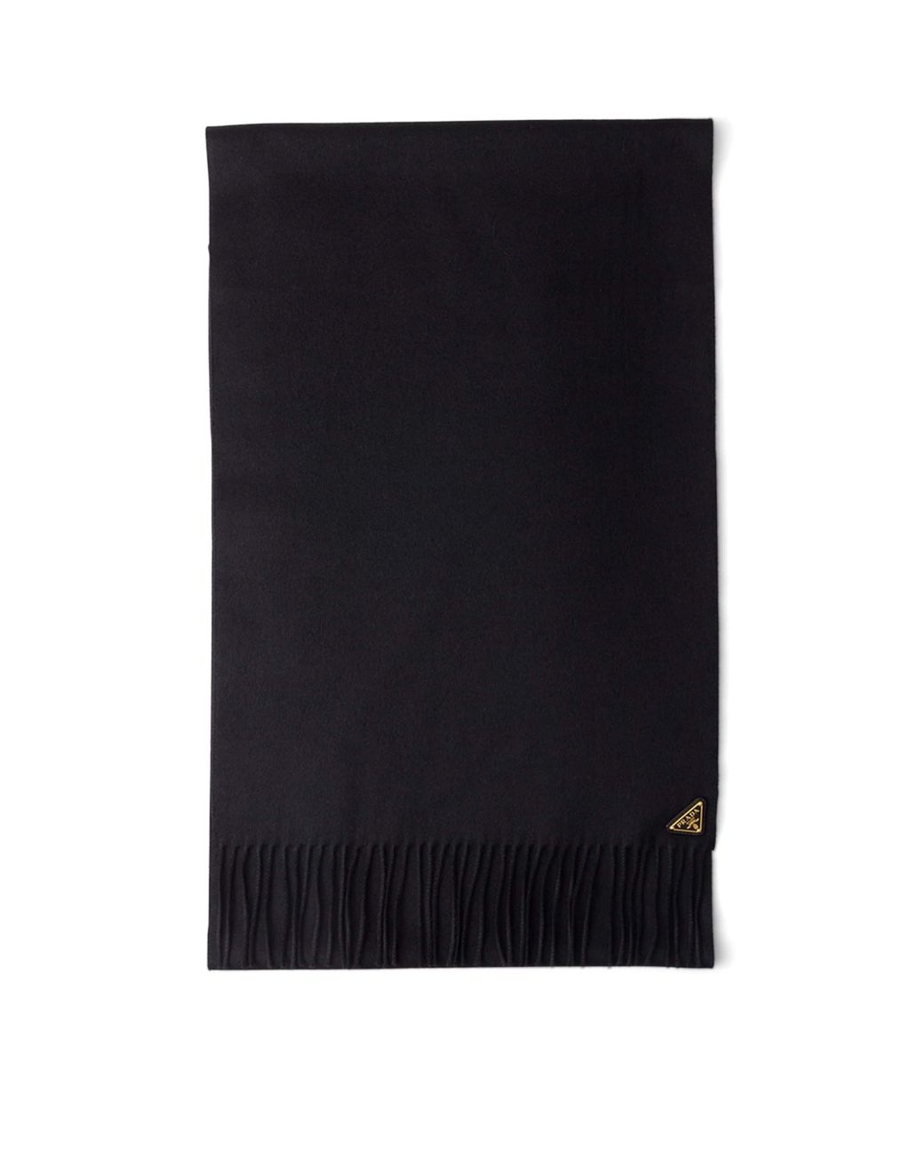 Prada Black Silk-Cashmere Logo Scarf