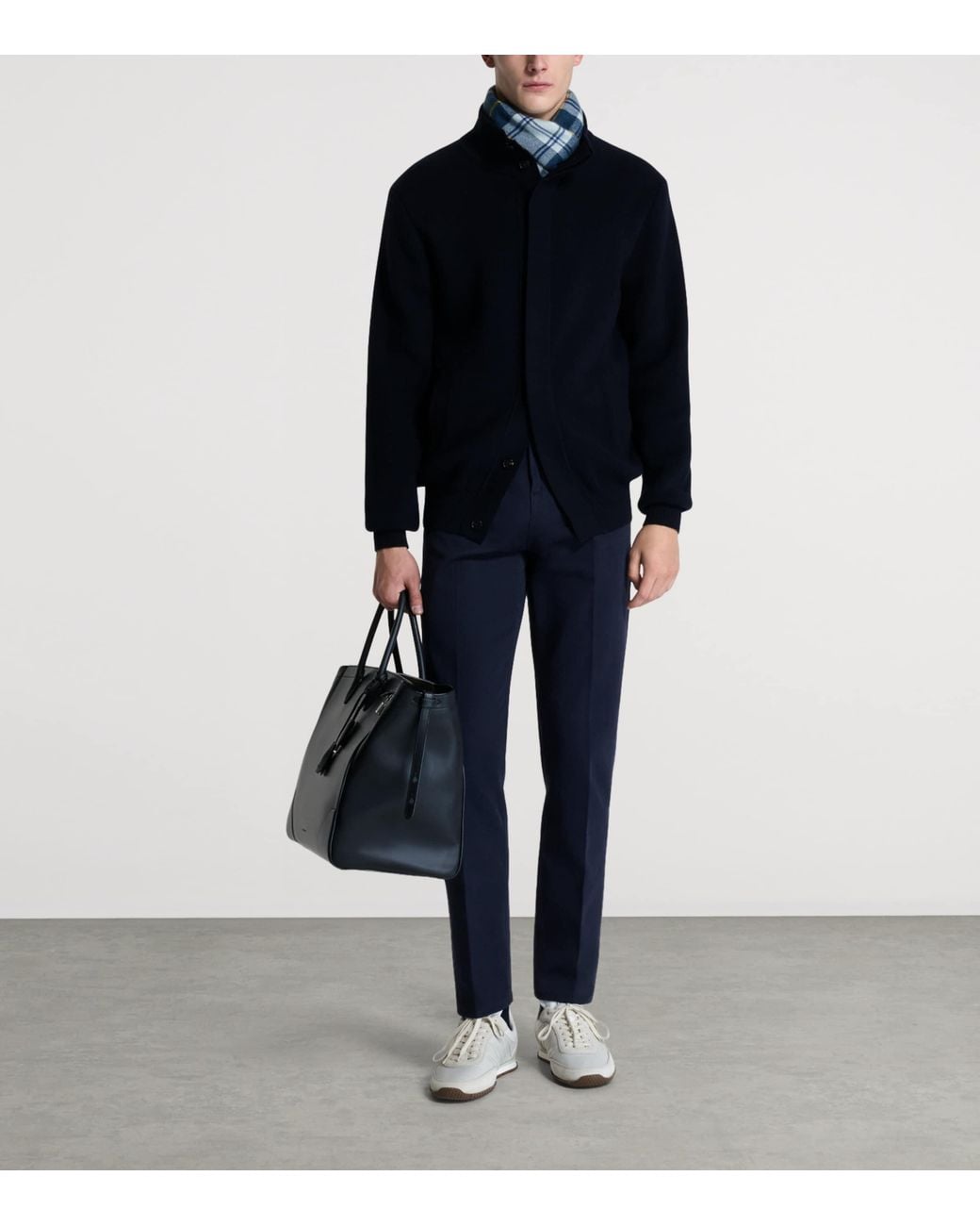 Dunhill Blue Cotton-Cashmere Athluxury Bomber Jacket for men