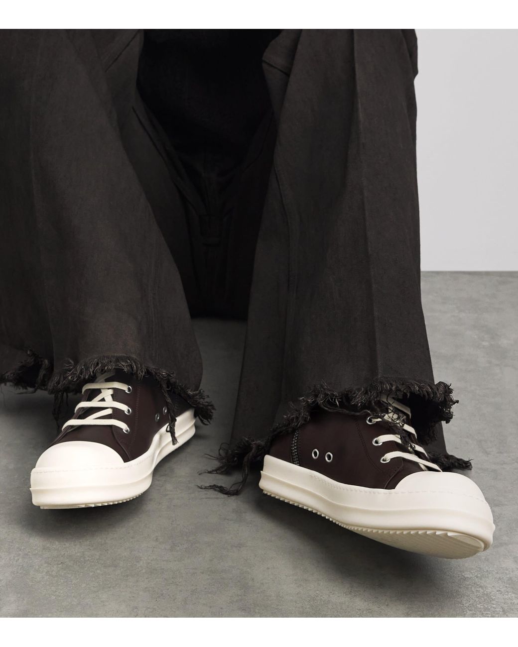 Rick Owens Brown Leather Classic High-Top Sneakers for men
